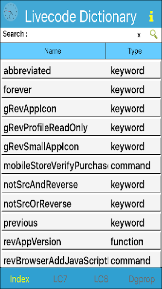 LiveCode Dictionary