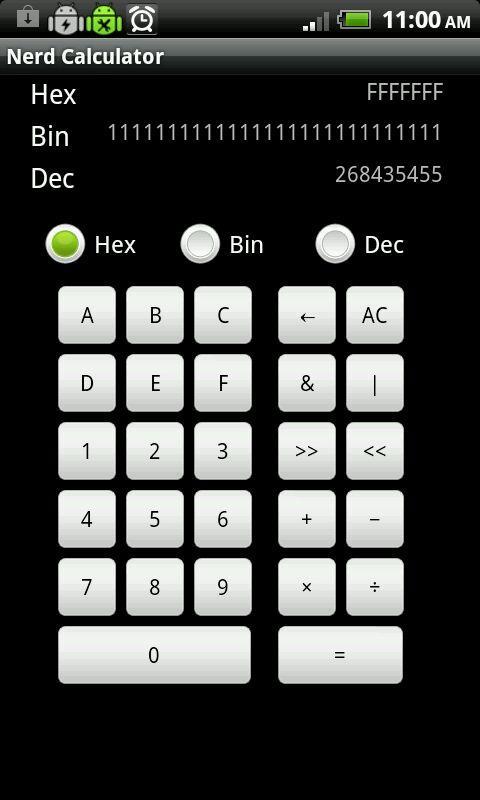 Nerd Calculator - Binary/Hex