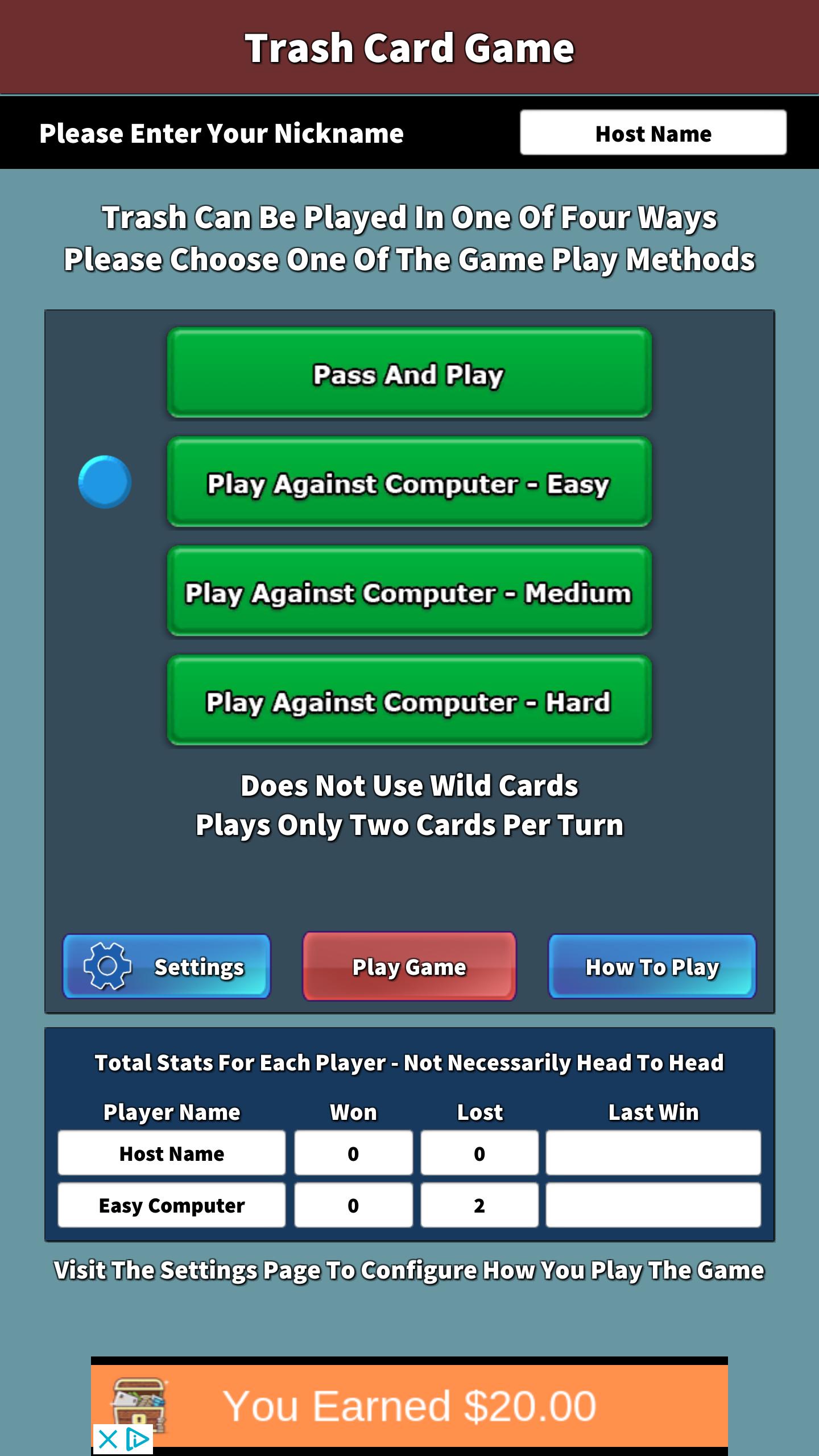Trash Card Game