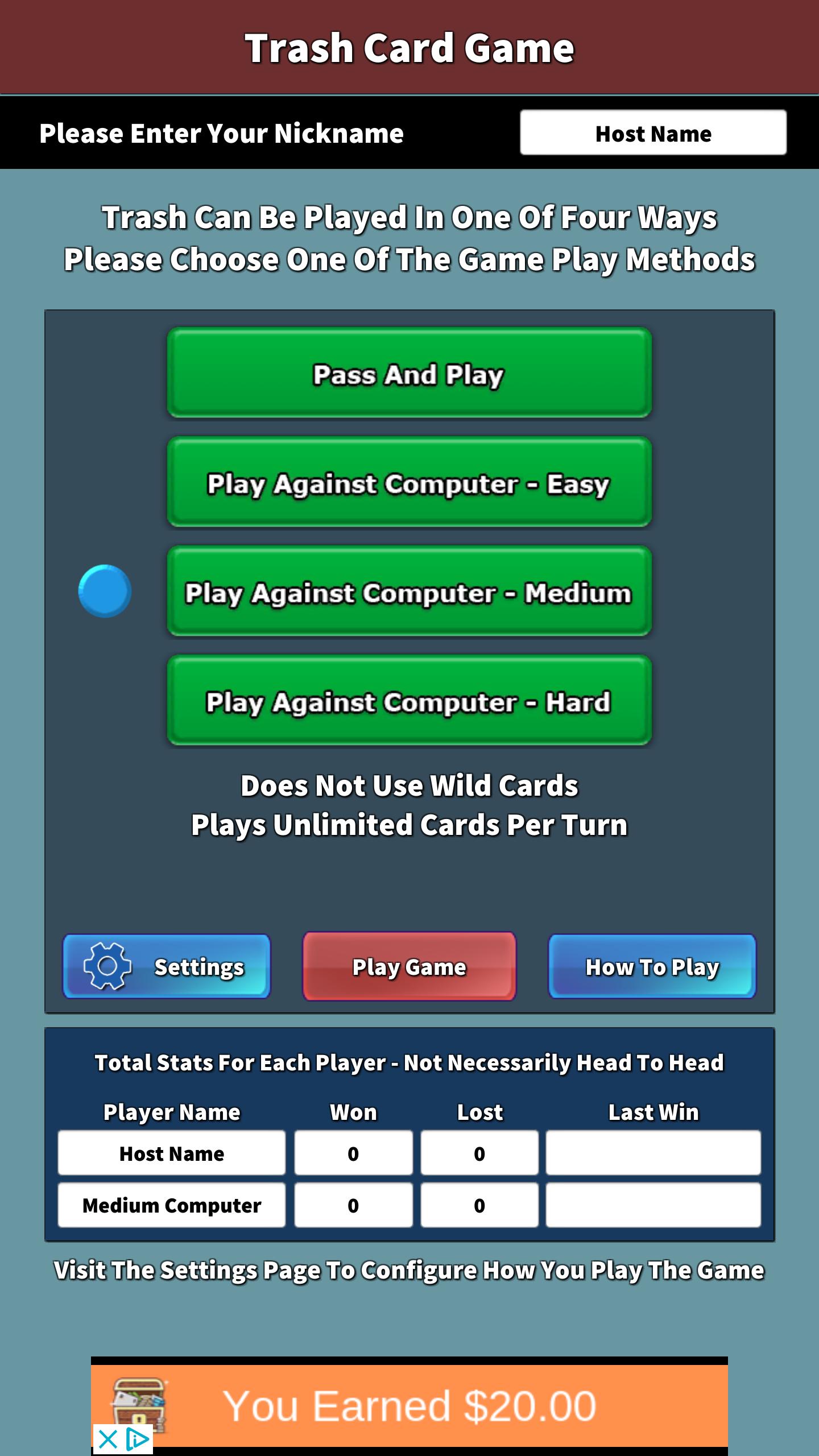 Trash Card Game