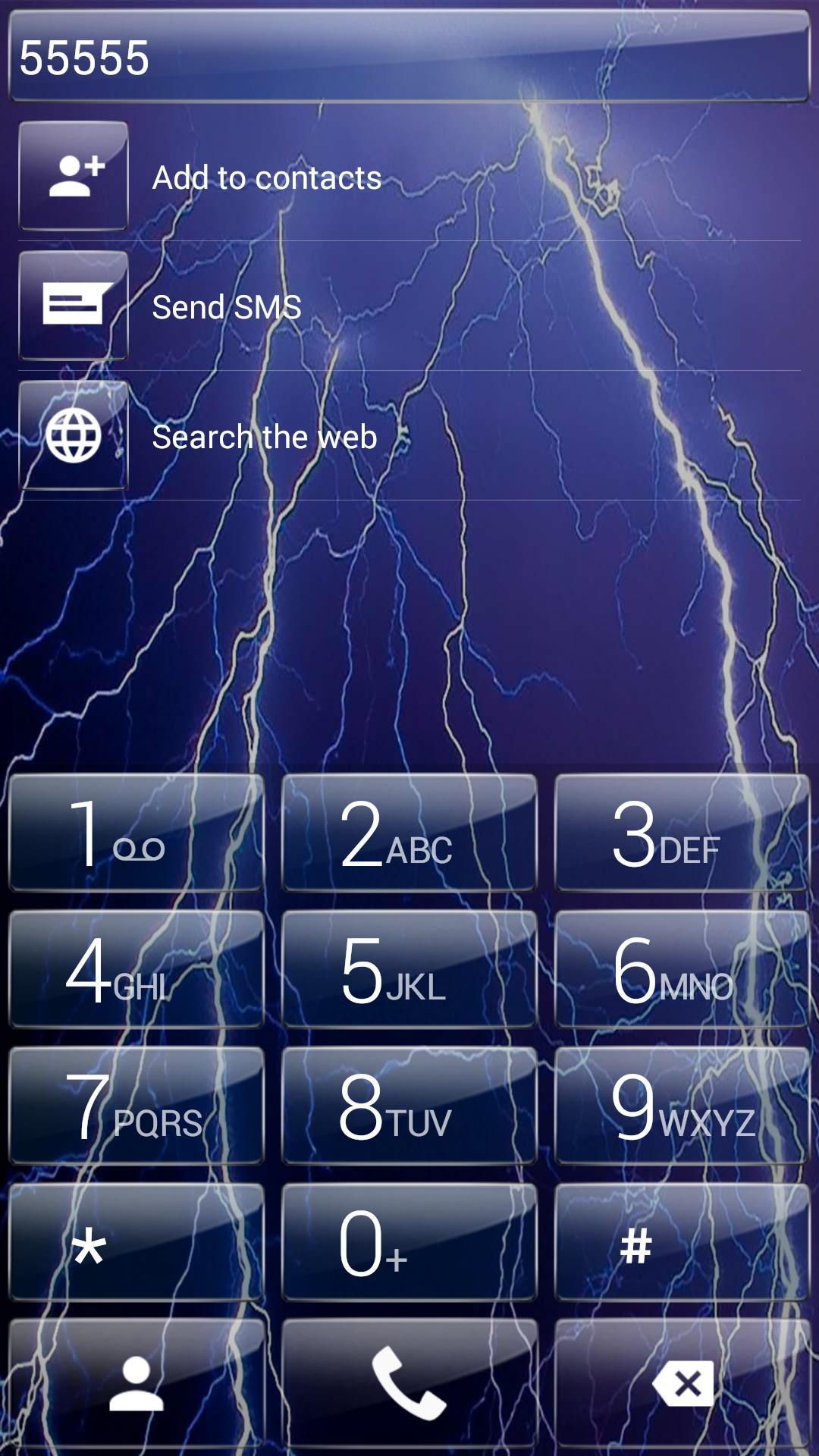 Dialer theme Thunder Glass