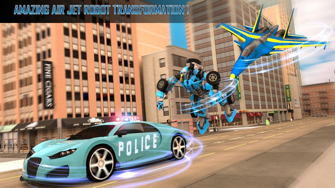 Police Air Jet Multi Robot Shooting Game