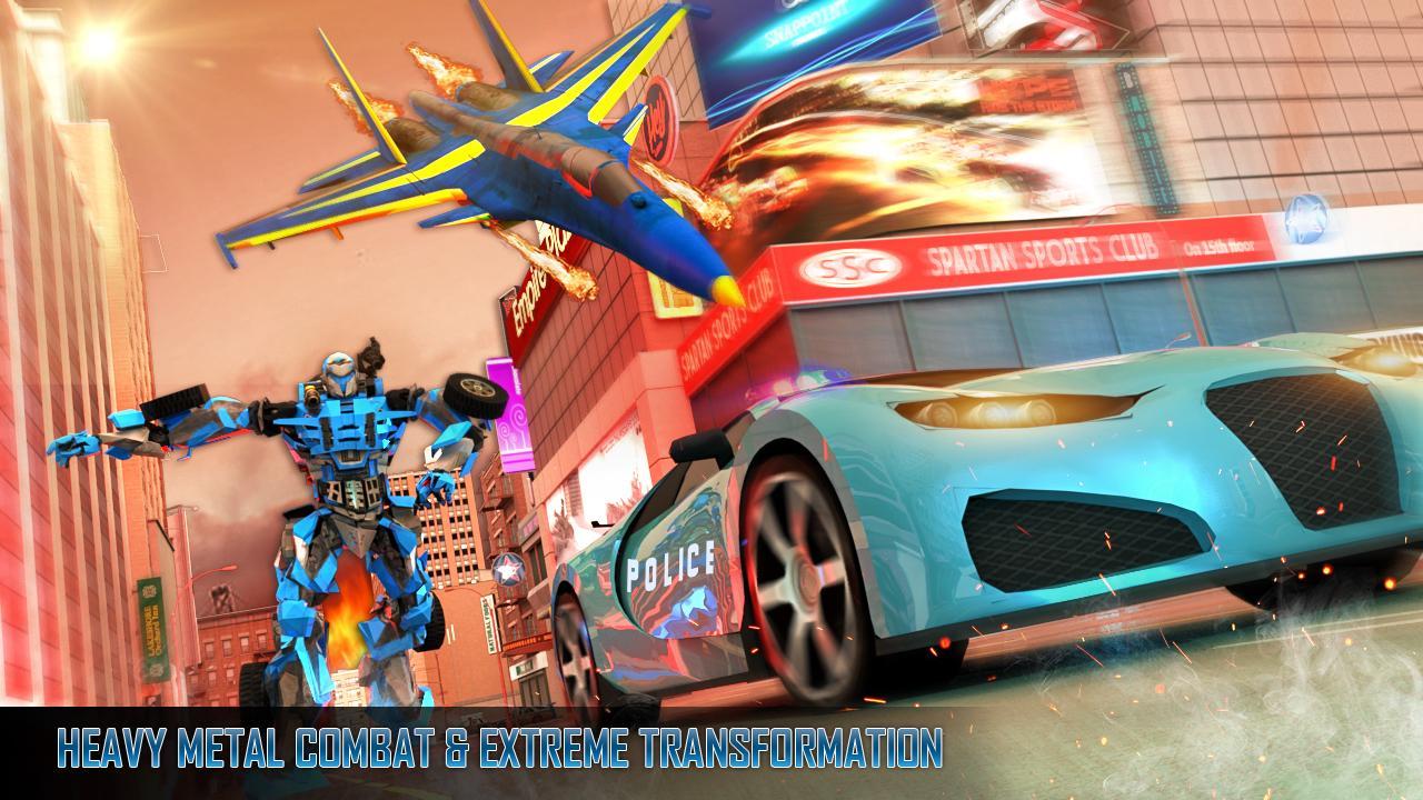 Police Air Jet Multi Robot Shooting Game