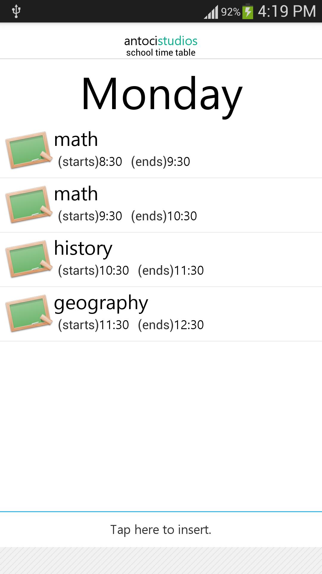 School Time Table 2014