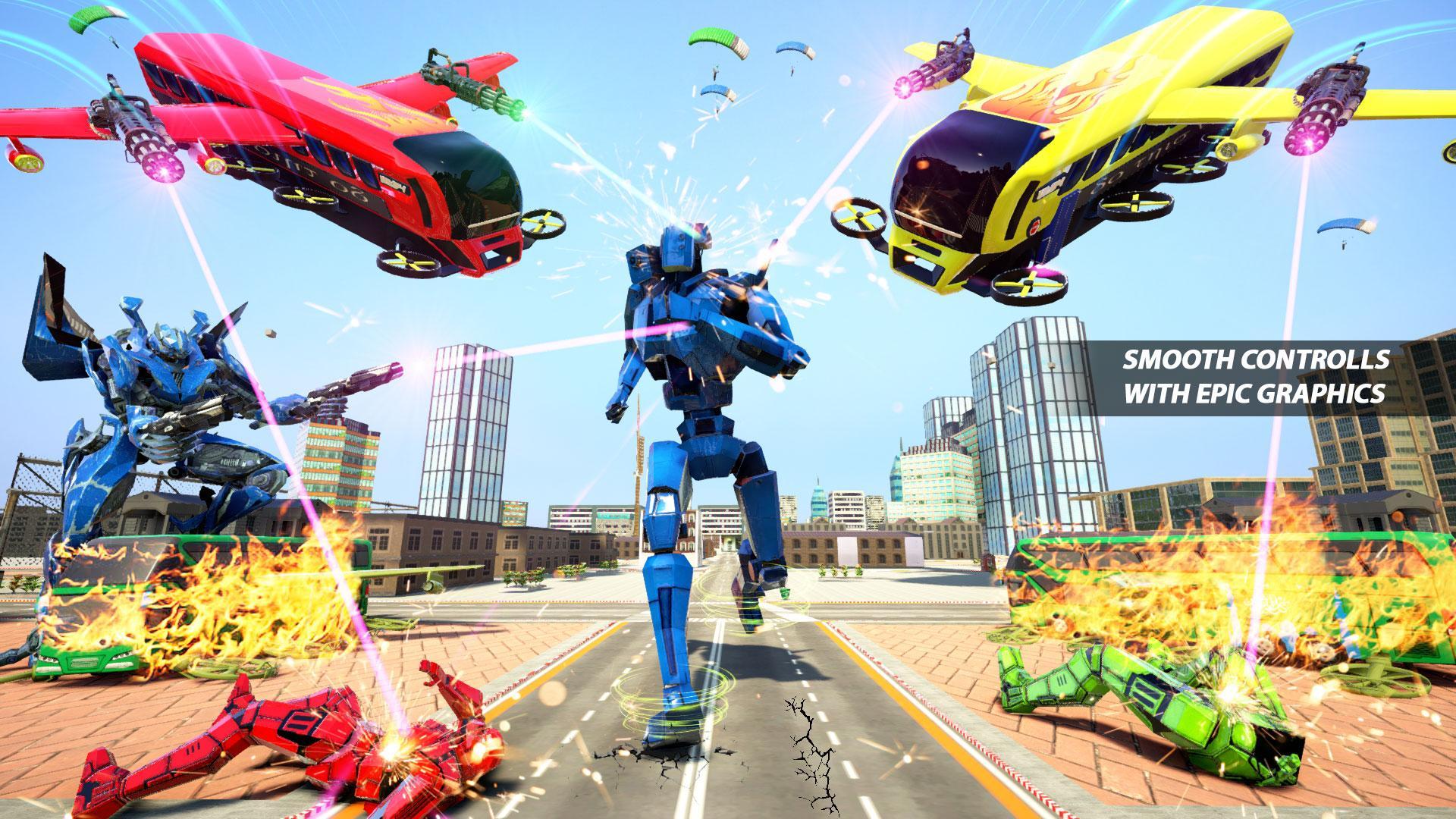 Flying Bus Robot Hero Transform War: Robot Games