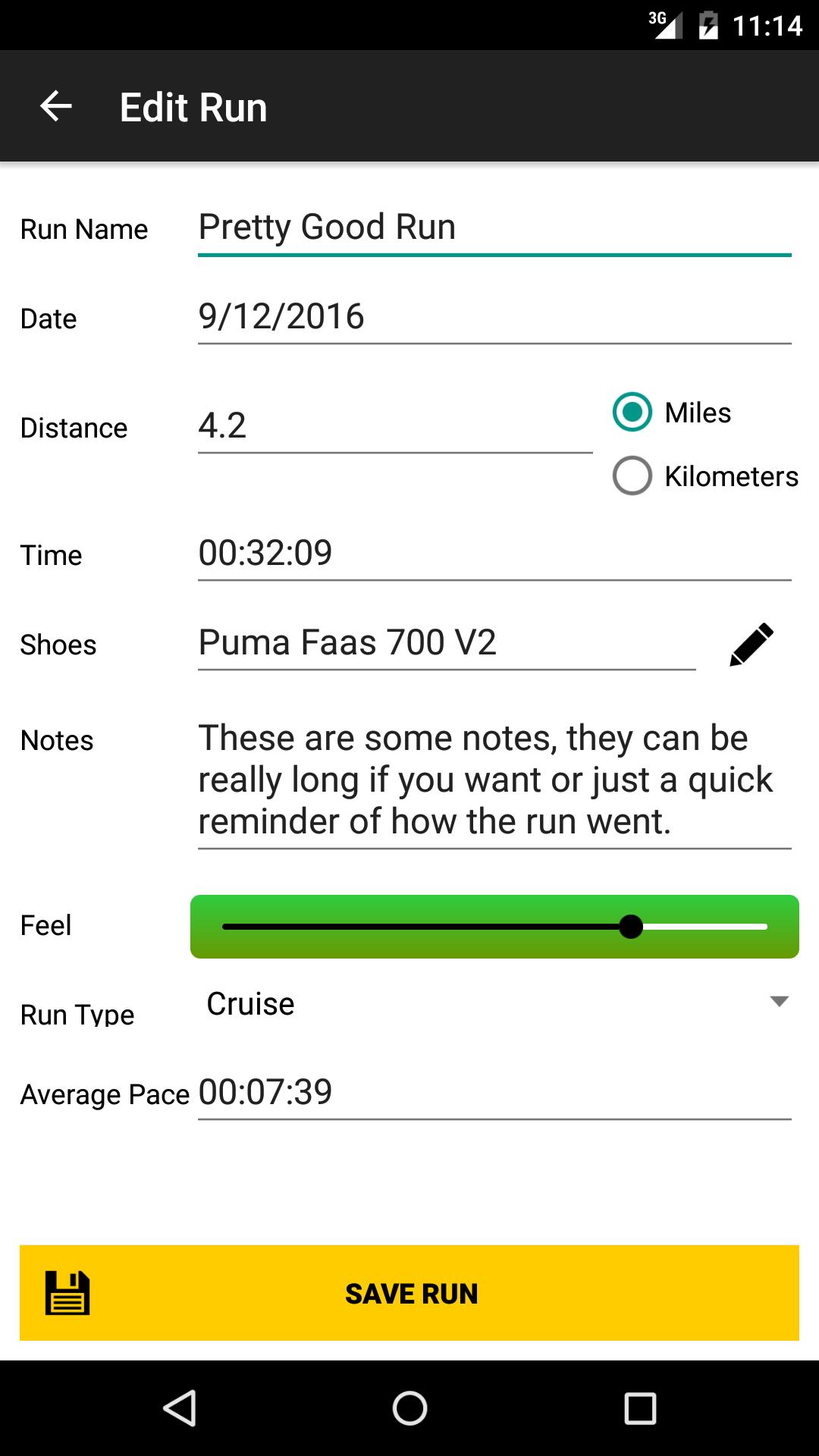 Elite Running Log
