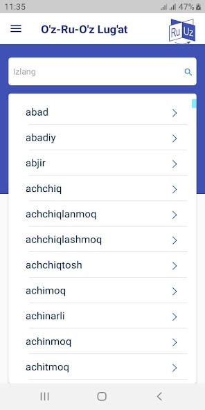 O'zbekcha - Ruscha  Lug'at