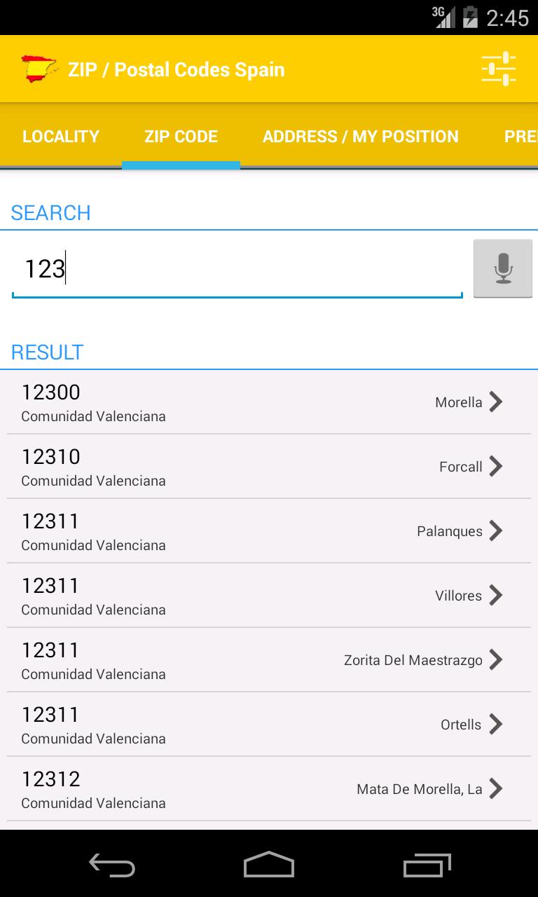 ZIP / Postal Codes Spain