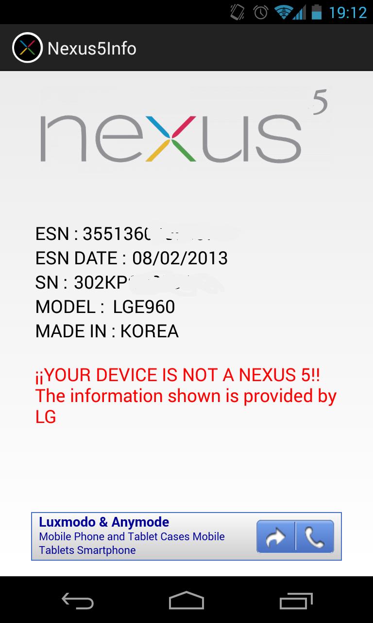 Information for Google Nexus 5