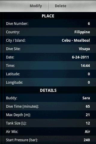 Diving LogBook