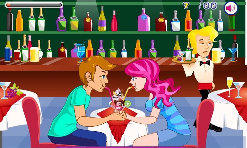 Kiss in Romantic Restaurant