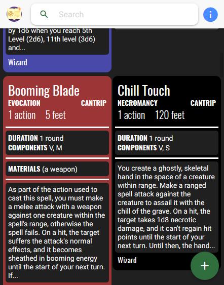 D&D Spell Cards